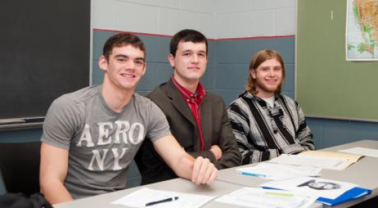 Students sitting in class.