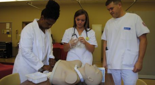 Nursing students in the lab